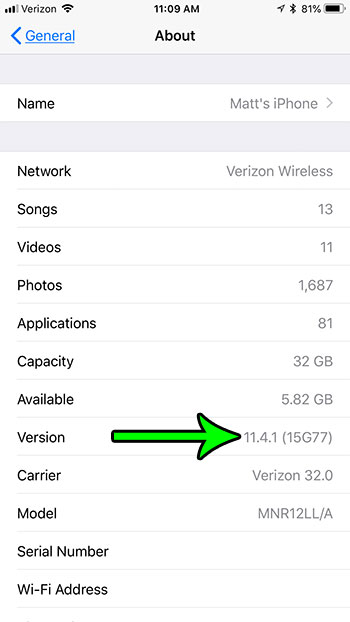 how to find your ios version number on an iphone 7
