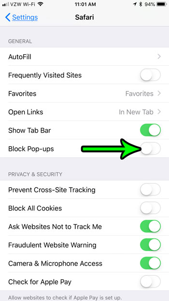 how to stop blocking pop ups on iphone 7