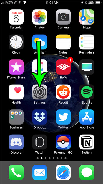 open iphone 7 settings menu
