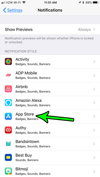 select the app to change badge app icon setting