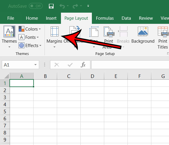 excel for office 365 margins setting