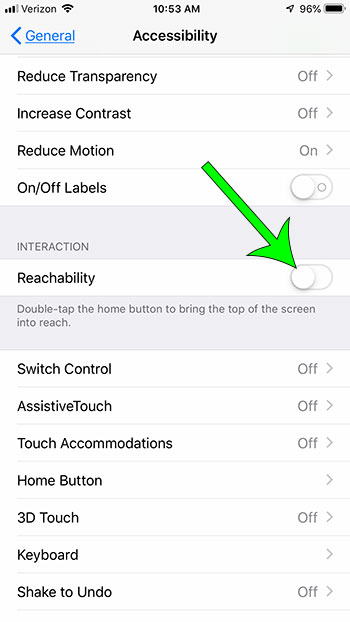 how to disable reachability on iphone 7