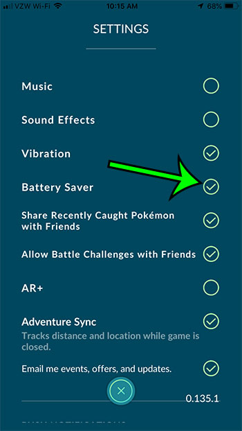 how to enable battery saver in pokemon go
