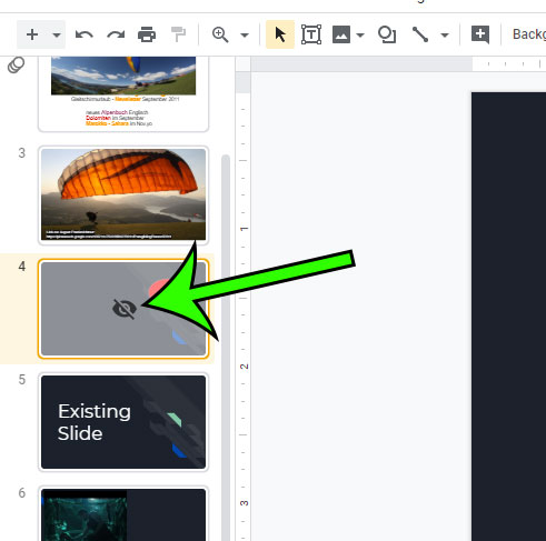 example of a skipped slide in google slides