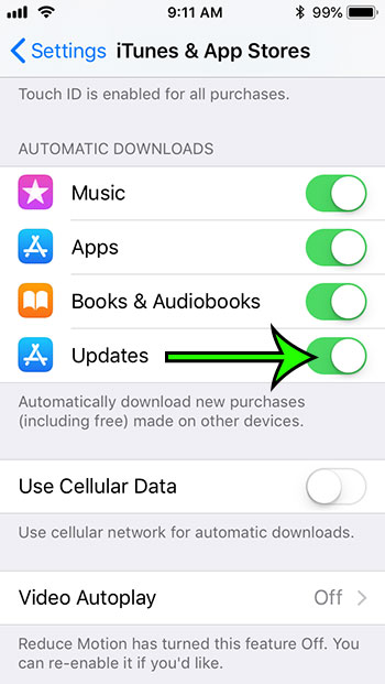 enable automatic app updates on iphone 5c