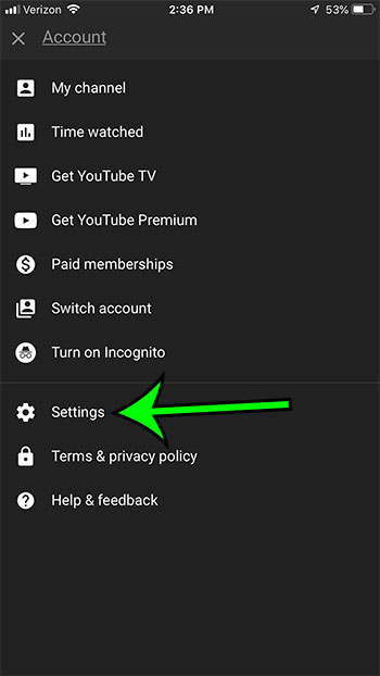 open youtube iphone settings