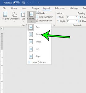 how to make columns in Word Office 365