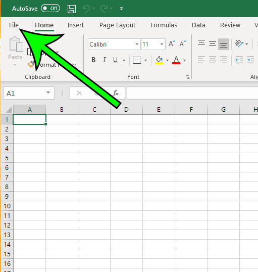 open the microsoft excel file menu