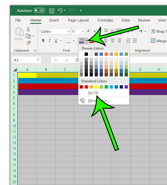 how to remove row shading in excel