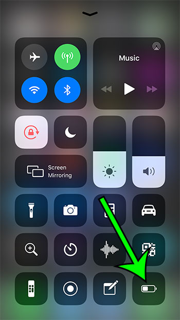 quick way to enable low power mode on iphone