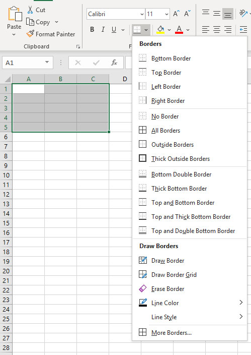 How to add cell borders in Microsoft Excel for Office 365