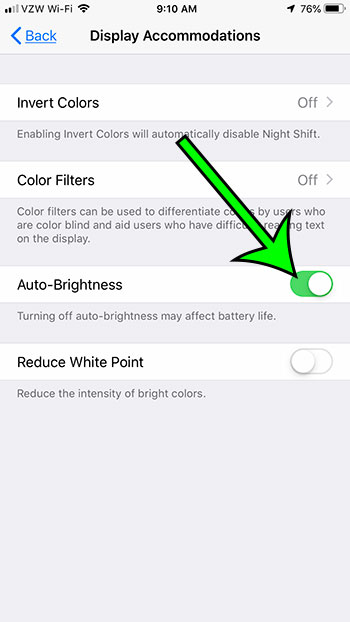 how to turn Auto Brightness on or off on an iPhone 7