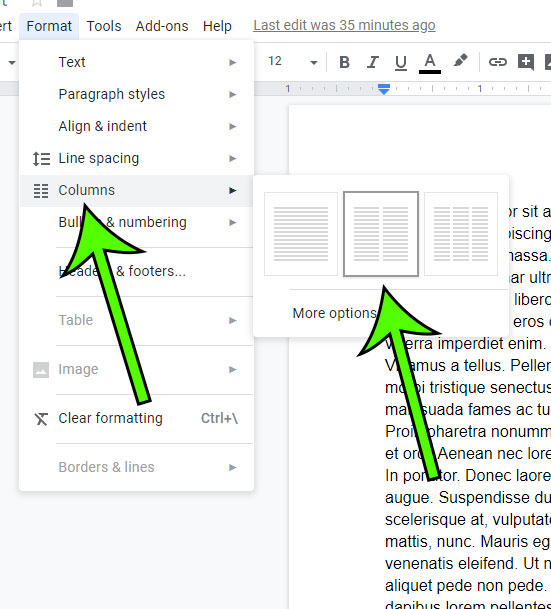how to delete columns in Google Docs