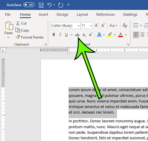 how to draw a line through text in Word