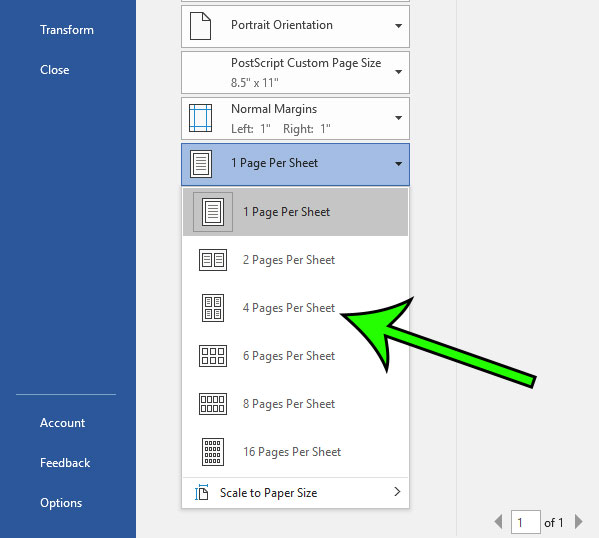 how to print 4 pages per sheet in Microsoft Word for Office 365