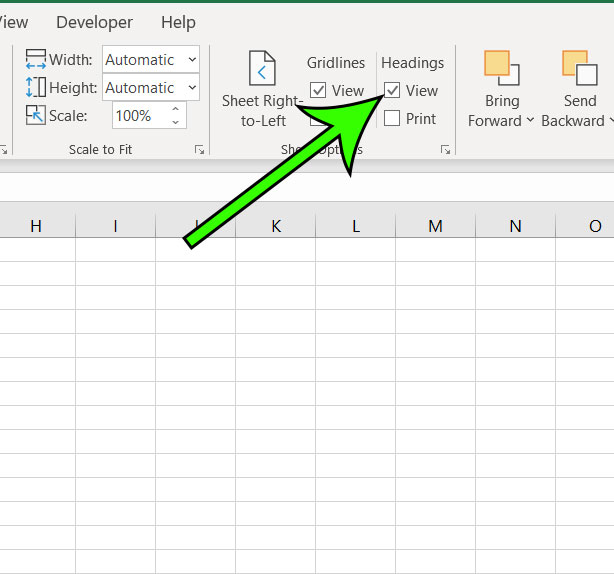 how to restore column letters and row numbers in Excel