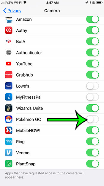 how to disable pokemon go camera permissions