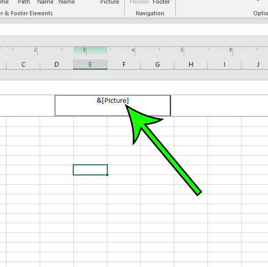 text indicating picture in Excel header