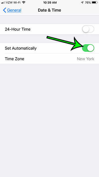 how to automatically set the time on an iPhone 7