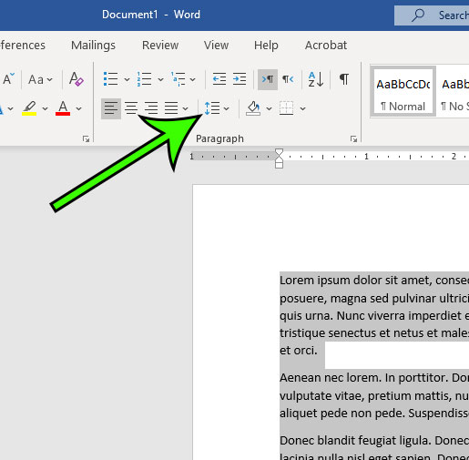 click the Line and Paragraph Spacing button