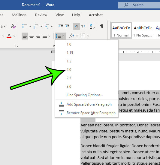 how to double space in Microsoft Word for Office 365