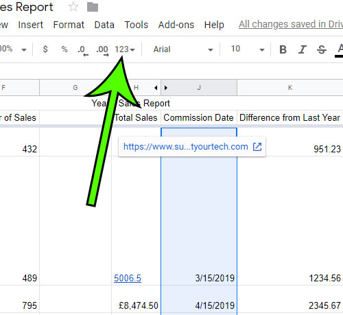 select the cells containing dates to reformat