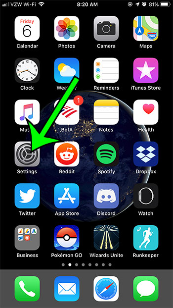 tap the Settings icon