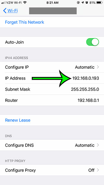 how to find the iPhone 7 IP address