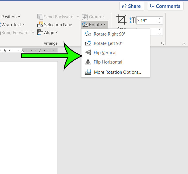 how to flip a picture in a Microsoft Word document