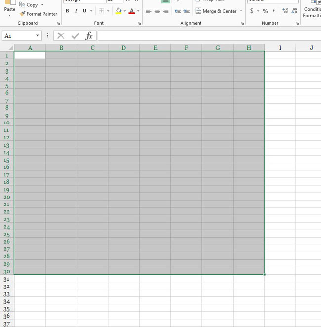 select the cells to print