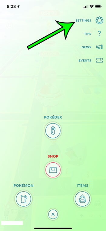 open Pokemon Go settings menu