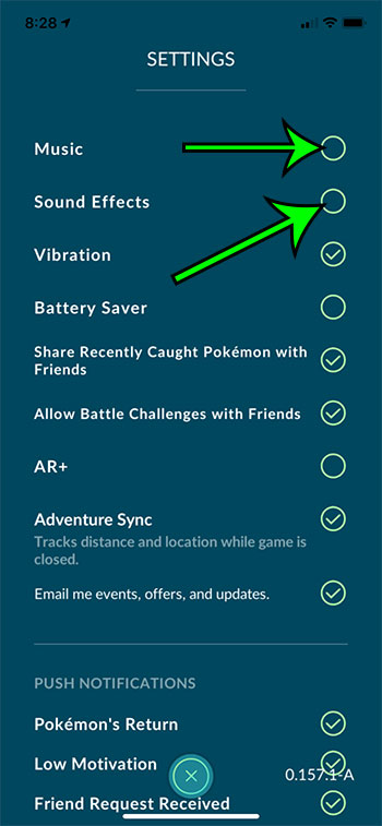 how to turn off sounds in Pokemon Go