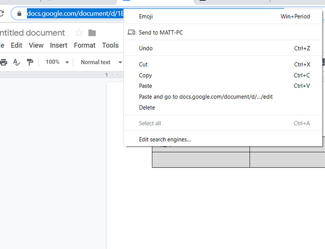 copy the Google Docs file URL