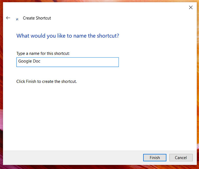 how to create a Google Docs shortcut in Windows 10