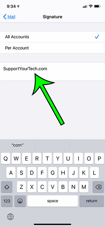 how to delete an email signature on an iPhone 11