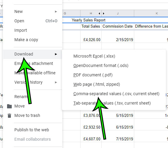 how to download a Google Sheets file as a csv file