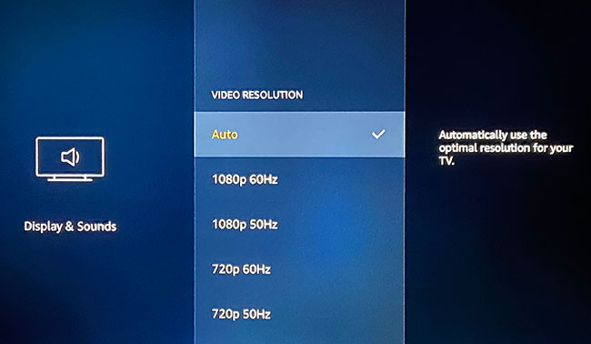 how to change the video resolution on the Amazon Fire TV Stick