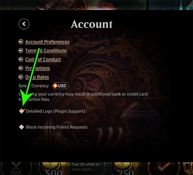 how to enable detailed logs in MTG Arena