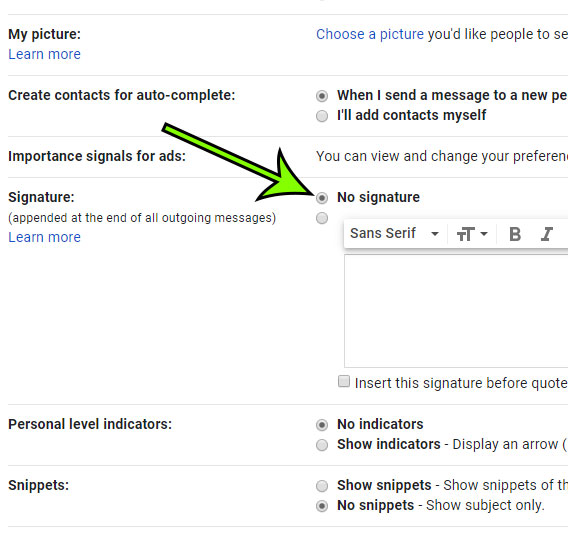 how to remove signature from Gmail