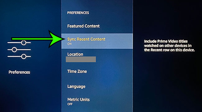 how to sync recent content from Amazon Prime on the Amazon Fire TV Stick