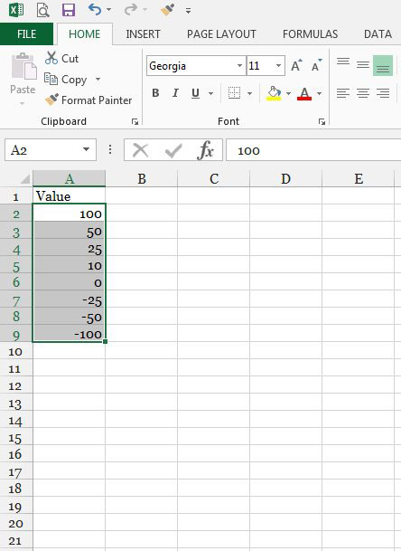 select the cells to format