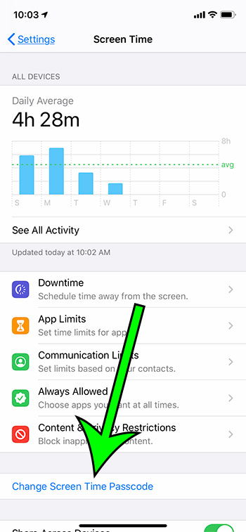 how to change the Screen Time passcode on an iPhone 11