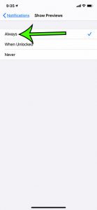 how to always show notification previews on an iPhone 11