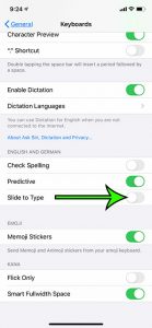 how to disable slide to type on an iphone 11