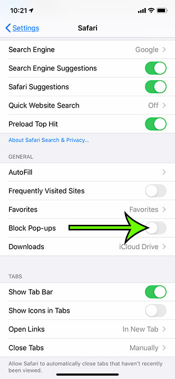 how to allow pop ups on an iPhone 11