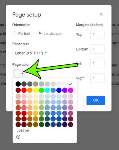 how to change background color in Google Docs