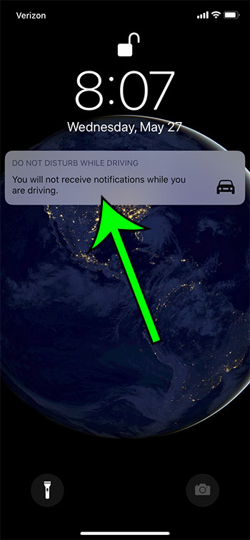 tap the Do Not Disturb While Driving notification