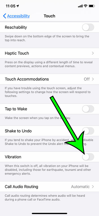 how to turn off vibrate on an iPhone 11