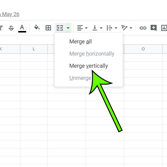 how to merge cells vertically in Google Sheets