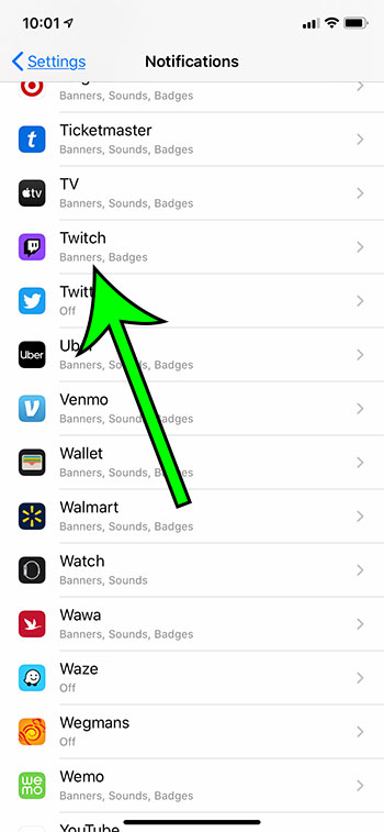 select Twitch from the list of apps
